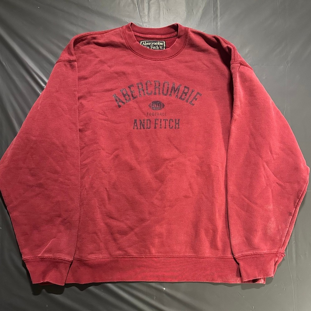 Abercrombie & Fitch Football Graphic Crewneck Sweatshirt XL Maroon Red Maroon